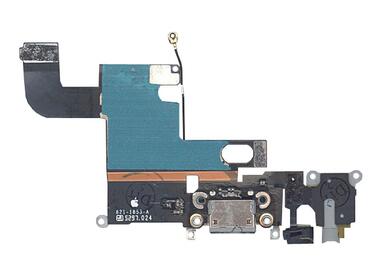 Шлейф разъема питания с аудио-разъемом для Apple 6 черный