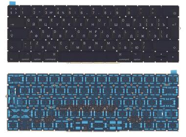 Клавиатура для ноутбука Apple A1706 2009/2010 Black, с подсветкой (No Frame) (большой Enter) RU